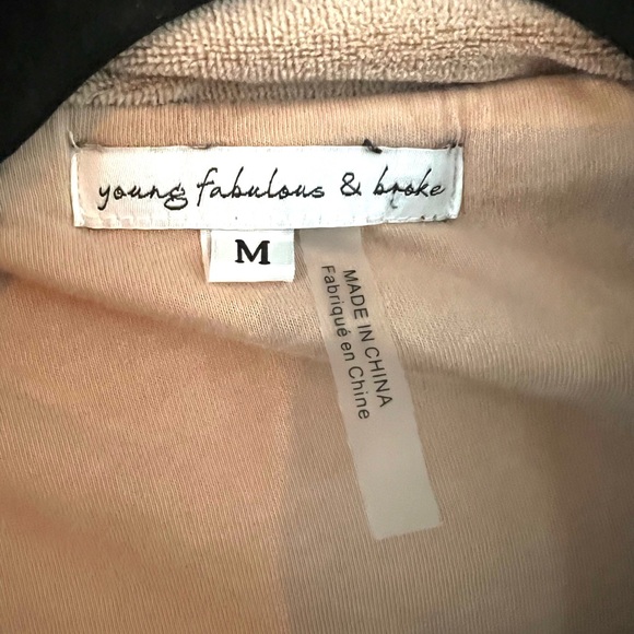 Young Fabulous and Broke comfy plush blush velour jacket - Picture 4 of 5